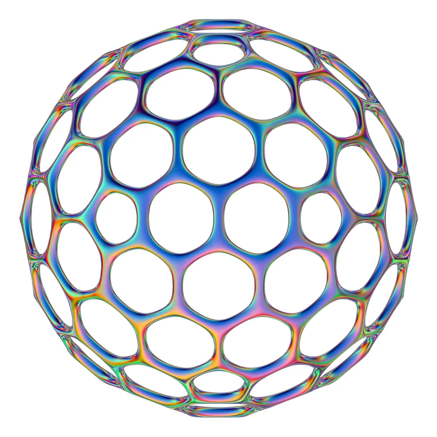 潮流酸性全息金属镭射机能彩虹3D立体几何图形png免抠图片素材【067】